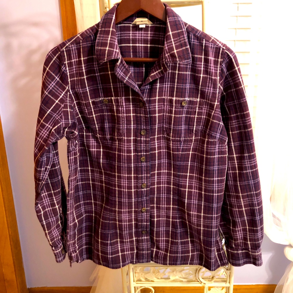 Duluth Trading Co. Purple Plaid Flannel Shirt